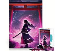 Puzzle de 1000 pièces Femme samouraï avec épée pour Adultes Jeu de réflexion Intelligent et ludique Découpe précise Illustration (38x26cm)