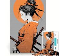 Puzzle de 1000 pièces Femme samouraï avec épées et Kimono pour Adolescents Améliore la mémoire, se détend, Bords précis, Cadeau créatif (50x75cm)