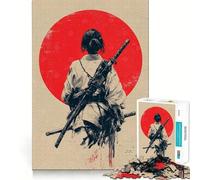 Puzzle de 1000 pièces Femme samouraï avec épées et Soleil Rouge pour Adolescents, Jeu de logique, Jeu de Groupe, découpe de précision, Cadeau attentionné (38x26cm)