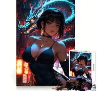 Puzzle de 1000 pièces Femme Sexy avec Dragon pour Adolescents, défi cérébral, Jeu d'éveil, activité à la Maison, découpe Nette, Cadeau touchant 50x75cm