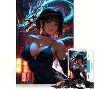 Puzzle de 1000 pièces Femme Sexy avec Dragon pour Adolescents Jeu de réflexion Relaxant et Amusant, 38x26cm