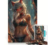 Puzzle de 1000 pièces Femme Sexy et Chat pour Adultes, Jeu de logique, Jeu d'intérieur, découpe de précision, Cadeau précieux 38x52cm