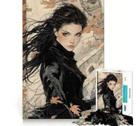Puzzle de 1000 pièces Femme Shinobi aux Cheveux Noirs avec Une épée pour Adolescents, Jouet de logique et de Soutien, Cadeau raffiné et de qualité supérieure 38x26cm