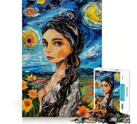Puzzle de 1000 pièces Femme sous la Nuit étoilée pour Adolescents, idéal pour stimuler la mémoire et réduire Le Stress, Un Cadeau précieux 50x75cm