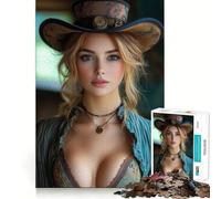 Puzzle de 1000 pièces Femme Steampunk Jolie pour Adolescents Jeu Intelligent et Relaxant, Assemblage du Motif Liste de souhaits du Père Noël 50x75cm