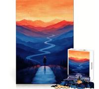 Puzzle de 1000 pièces Femme sur Un Chemin de Montagne pour Adolescents Idéal pour se concentrer, s'évader et trouver la Paix Cadeau attentionné (38x52cm)