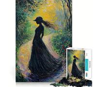 Puzzle de 1000 pièces Femme sur Un Chemin forestier Exercice Mental Amusant Pièces précises et sans Couture Un Moyen captivant de Passer Le Temps (38x26cm)