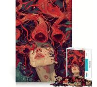 Puzzle de 1000 pièces Femme surréaliste aux vrilles Rouges pour Adolescents Jeu Intelligent et ludique Découpe Lisse Liste de souhaits du Père Noël 50x75cm