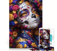 Puzzle de 1000 pièces Femme Tête de Mort Sucrée pour Adolescents, Jeu de logique Claire, Passe-Temps Calme, découpe Parfaite, Cadeau Classique 38x26cm