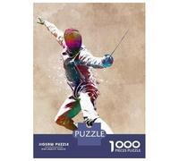 Puzzle De 1000 Pièces Fencing Watercolor Art Puzzles pour Adultes Activités Familiales Stimule Le Cerveau Idéal comme Cadeau pour Toute La Famille 52x38cm/1000pcs
