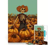 Puzzle de 1000 pièces Fermier de citrouilles squelettes pour Adolescents, Jeu de logique Clair, Loisirs faciles, découpe Parfaite, Cadeau d'anniversaire 38x52cm