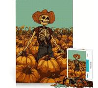 Puzzle de 1000 pièces Fermier de citrouilles squelettes pour Adolescents, Jouet Intelligent et Amusant, Cadeau de Noël idéal 38x26cm
