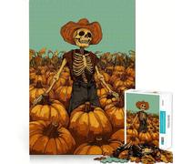 Puzzle de 1000 pièces Fermier de citrouilles squelettes pour Adultes, Anti-Stress, Coupe ajustée, Père Noël, Cadeau 50x75cm