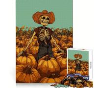Puzzle de 1000 pièces Fermier de citrouilles squelettes pour Adultes, Anti-Stress, Coupe ajustée, Père Noël, Cadeau 50x75cm