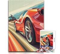 Puzzle de 1000 pièces Ferrari Rouge en Pleine Vitesse pour Adultes - Jeu interactif de logique et de réflexion - Idée Cadeau Unique et mémorable - Dimensions 38x52cm