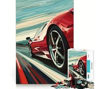 Puzzle de 1000 pièces Ferrari Rouge Toute Vitesse pour Adolescents, idéal pour améliorer sa mémoire, se détendre et créer Une œuvre d'art aux découpes nettes (38x26cm)