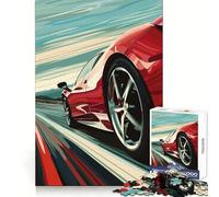 Puzzle de 1000 pièces Ferrari Rouge Toute Vitesse pour Adolescents, idéal pour améliorer sa mémoire, se détendre et créer Une œuvre d'art aux découpes nettes (38x26cm)