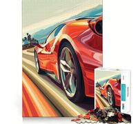 Puzzle de 1000 pièces Ferrari Rouge Toute Vitesse pour Adultes et Adolescents Jeu de logique Solide et Amusant, découpe de précision, Cadeau du Père Noël (38x26cm)