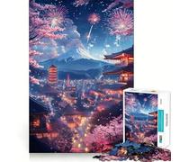 Puzzle de 1000 pièces Fête des cerisiers en Fleurs Ajustement Parfait Art,entraînement Mental,Divertissement,Temps de Repos,Jeu,Cadeau de Noël apaisant (38x26cm)