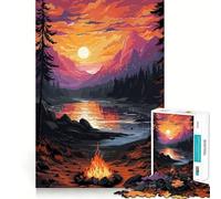 Puzzle de 1000 pièces Feu de Joie dans la forêt,pièces Bien ajustées,Jouet créatif et Amusant,Moments de détente et de convivialité,Cadeau de décoration d'anniversaire (38x52cm)