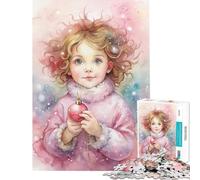 Puzzle de 1000 pièces Fille à l'aquarelle avec décoration de Noël Jeu Impossible Difficile et Stimulant mais Amusant et Humoristique à partir de 14 Ans (38x52cm)
