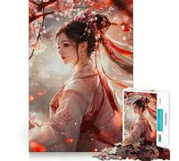 Puzzle de 1000 pièces Fille Anime et Fleurs de Cerisier pour Adultes Jeu de mémoire,Assemblage précis,sans espaces,activité apaisante pour se détendre (38x26cm)