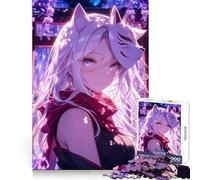 Puzzle de 1000 pièces Fille au Masque de Renard Serein pour Adultes, pour Les Plus démunis, Jeu de logique Stimulant et apaisant, Bords Nets, Un présent touchant (38x26cm)