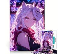 Puzzle de 1000 pièces Fille au Masque de Renard Serein pour Adultes, pour Les Plus démunis, Jeu de logique Stimulant et apaisant, Bords Nets, Un présent touchant (38x26cm)