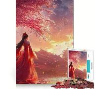 Puzzle de 1000 pièces Fille aux Fleurs de Cerisier »,découpe précise,Puzzle logique Artistique,Jeu de Loisirs Amusant,décoration Murale de Noël (50x75cm)