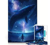 Puzzle de 1000 pièces Fille Baleine et Ciel étoilé activité ludique et stimulante pour renforcer Les Liens familiaux (38x26cm),sans espaces ni pièces manquantes