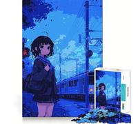 Puzzle de 1000 pièces Fille d'anime à la Gare pour Adolescents stimulez Votre Imagination,Assemblage Parfait,Loisirs captivants pour des Moments de détente à la Maison (50x75cm)