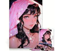 Puzzle de 1000 pièces Fille d'anime au Voile Rose pour Adultes, idéal pour stimuler la mémoire et se détendre, avec des découpes précises Cadeau de Noël (38x26cm)