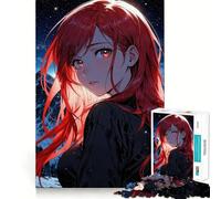 Puzzle de 1000 pièces Fille d'anime aux Cheveux Rouges Découpe Parfaite Activité ludique et Intelligente Idéal pour Un Moment de détente et de créativité Pendant Un Anniversaire (38x26cm)