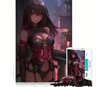 Puzzle de 1000 pièces Fille d'anime aux Yeux Rouges Jeu de précision Amusant et Stimulant,idéal pour Les Moments de détente et de Calme,ou comme décoration de Noël (50x75cm)