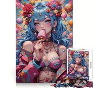 Puzzle de 1000 pièces Fille d'anime avec des Bonbons pour Adolescents, idéal pour se remémorer Les Bons Moments de détente, Cadeau saisonnier à emboîtement Ferme (50x75cm)