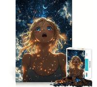 Puzzle de 1000 pièces Fille d'anime dans Une Nuit étoilée (38x52cm) Un Jeu Amusant pour développer sa mémoire,avec des Bords Lisses et Un Assemblage Parfait Idéal pour occuper Les Heures Creuses