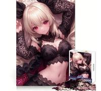 Puzzle de 1000 pièces Fille d'anime en Dentelle Noire pour Adolescentes, idéal pour se Souvenir des pouvoirs du passé, se détendre et s'amuser Bords précis Surprise d'anniversaire (38x26cm)