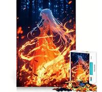 Puzzle de 1000 pièces Fille d'anime en feu pour Adolescents activité ludique et stimulante de Haute précision,découpage et Pause mentale apaisante (38x52cm)
