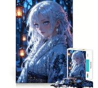 Puzzle de 1000 pièces Fille d'anime en Hiver Jeu créatif et d'habileté Emboîtement Parfait Pas de pièces détachées Activité de Partage et de complicité avec Les Proches (38x26cm)