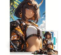 Puzzle de 1000 pièces Fille d'anime en Lunettes de Soleil pour Jeux vidéo entraînement cérébral Amusant,emboîtement précis,sans espaces,activité de Partage pour Les Proches (38x26cm)