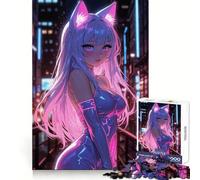 Puzzle de 1000 pièces Fille d'anime en Rose Fluo pour Adultes, idéal pour se détendre et réfléchir, avec des Bords Bien définis (38x26cm)