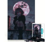 Puzzle de 1000 pièces Fille d'anime sous la Lune de Sang Un Jeu créatif et Stimulant,sans pièces détachées,idéal pour Partager Un Moment privilégié en Famille (38x26cm)