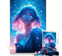 Puzzle de 1000 pièces Fille d'anime sous Une Pluie de néons pour Adolescents, Exercice Mental, Distraction Douce, découpe précise, Cadeau de Noël (38x52cm)