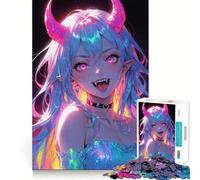 Puzzle de 1000 pièces Fille démon néon Sexy pour Adultes et Adolescents, idéal pour développer sa mémoire et se détendre, Cadeau de Noël 38x26cm