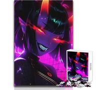Puzzle de 1000 pièces Fille démoniaque aux néons pour Adolescents:Jeu éducatif pour développer la motricité Fine, pour Les Occasions spéciales Dimensions:38x52cm