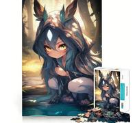 Puzzle de 1000 pièces Fille druide Anime dans la forêt (38x26cm) Un Jeu Stimulant la réflexion avec des pièces Bien fixées et sans pièces détachées,idéal pour la Maison