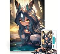 Puzzle de 1000 pièces Fille druide Anime dans la forêt Jeu de Concentration mentale,découpe de précision,Bords Lisses,activité captivante pour des soirées tranquilles (50x75cm)
