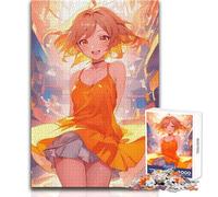 Puzzle de 1000 pièces Fille en Robe Orange pour Adolescents:Un Jeu ludique et éducatif, idéal comme Cadeau de Noël ou d'anniversaire Dimensions:38x26cm
