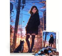 Puzzle de 1000 pièces Fille et Chien d'anime pour Adultes Exercice de logique, Loisir agréable, Bords Nets, Cadeau Parfait (38x26cm)