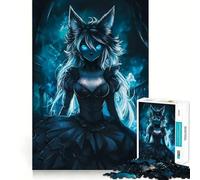 Puzzle de 1000 pièces Fille-Loup aux Yeux Bleus (Style Anime) Assemblage précis Jeu Amusant et Stimulant,idéal pour se détendre,décoration de Noël (38x52cm)